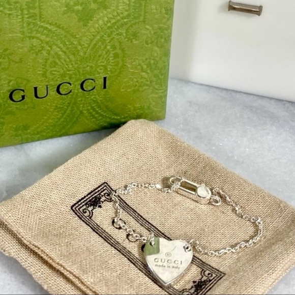 Gucci Jewelry - |SOLD| Gucci Sterling Silver Logo Heart Bracelet